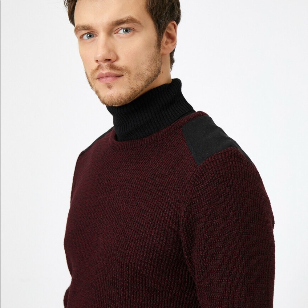 Koton Men’s Bordeaux Shoulder Patch Sweater XL